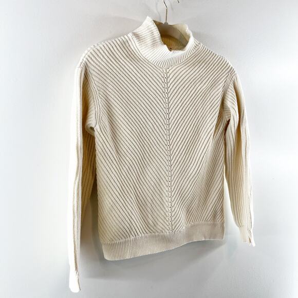 Marine Layer Skylar Mock Neck Knit Wool Blend Pullover Sweater Cream XS - Picture 6 of 8